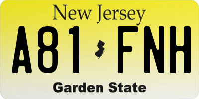 NJ license plate A81FNH