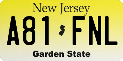 NJ license plate A81FNL
