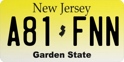 NJ license plate A81FNN