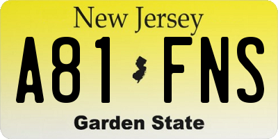 NJ license plate A81FNS