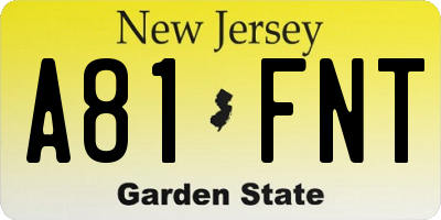 NJ license plate A81FNT