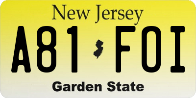 NJ license plate A81FOI