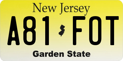 NJ license plate A81FOT