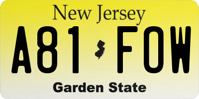 NJ license plate A81FOW