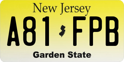 NJ license plate A81FPB