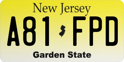 NJ license plate A81FPD