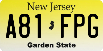 NJ license plate A81FPG