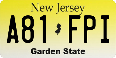 NJ license plate A81FPI