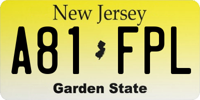 NJ license plate A81FPL
