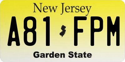 NJ license plate A81FPM