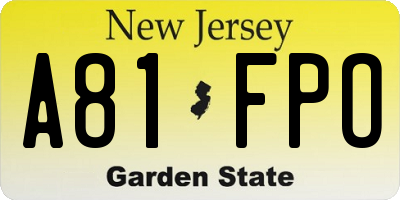 NJ license plate A81FPO