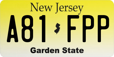 NJ license plate A81FPP