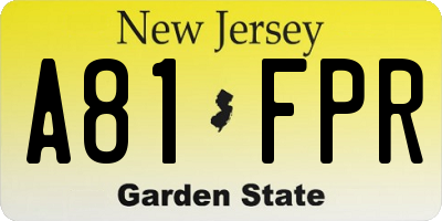 NJ license plate A81FPR