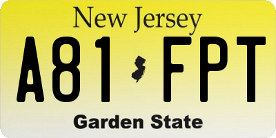 NJ license plate A81FPT