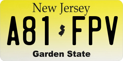 NJ license plate A81FPV