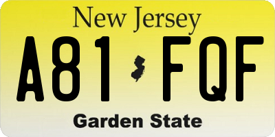 NJ license plate A81FQF