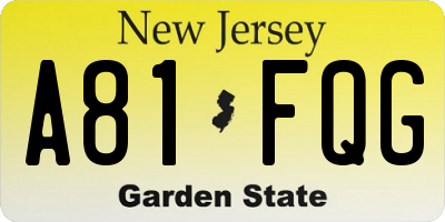 NJ license plate A81FQG