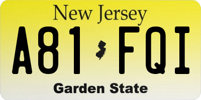 NJ license plate A81FQI