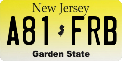 NJ license plate A81FRB