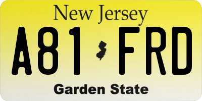 NJ license plate A81FRD