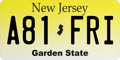 NJ license plate A81FRI