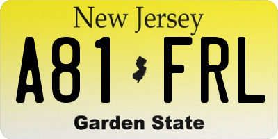 NJ license plate A81FRL