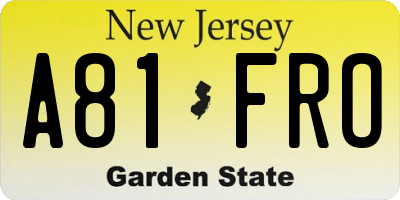 NJ license plate A81FRO