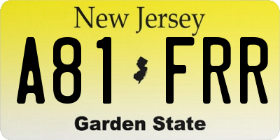 NJ license plate A81FRR