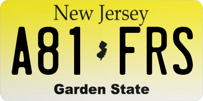 NJ license plate A81FRS