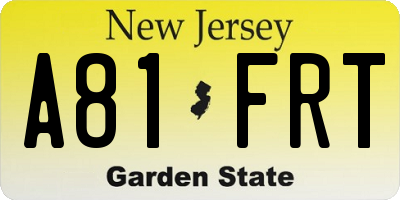 NJ license plate A81FRT