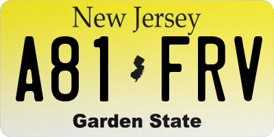 NJ license plate A81FRV