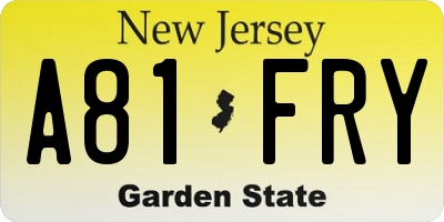 NJ license plate A81FRY
