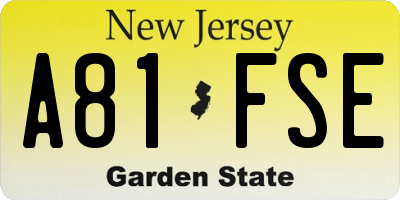 NJ license plate A81FSE