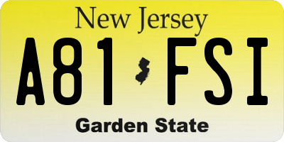 NJ license plate A81FSI