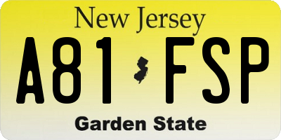 NJ license plate A81FSP