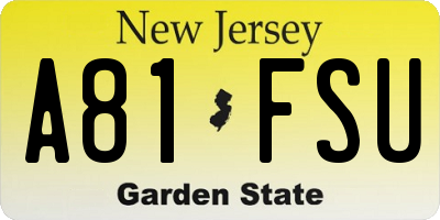 NJ license plate A81FSU