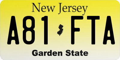 NJ license plate A81FTA