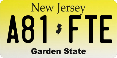 NJ license plate A81FTE