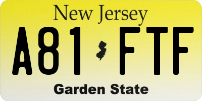 NJ license plate A81FTF