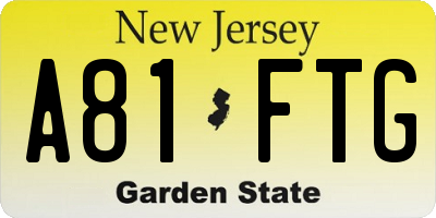 NJ license plate A81FTG