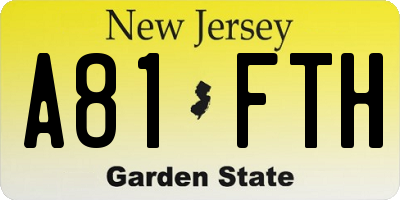 NJ license plate A81FTH
