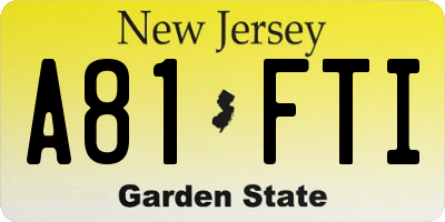 NJ license plate A81FTI