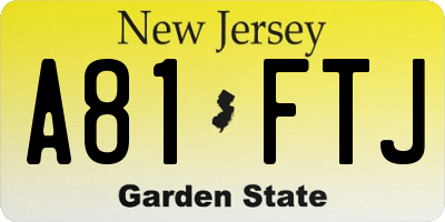 NJ license plate A81FTJ
