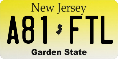 NJ license plate A81FTL