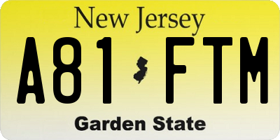 NJ license plate A81FTM