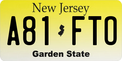 NJ license plate A81FTO
