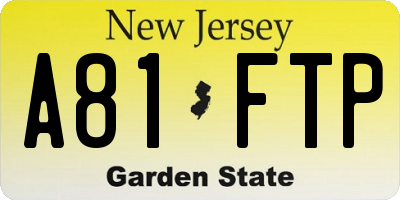 NJ license plate A81FTP
