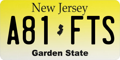 NJ license plate A81FTS