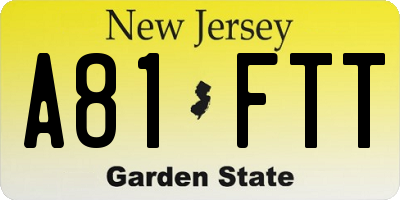 NJ license plate A81FTT