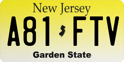 NJ license plate A81FTV